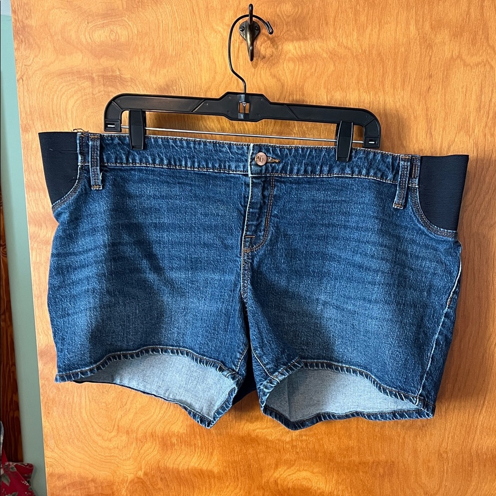 Isabel Maternity by Ingrid & Isabel Dark Blue Denim Maternity Shorts